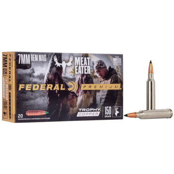 Federal Trophy Copper Hyper Velocity Centerfire Ammunition, 7mm Rem Mag, Trophy Copper, 150 Grain - 20 Cartridge Box ( 20 / 1 )