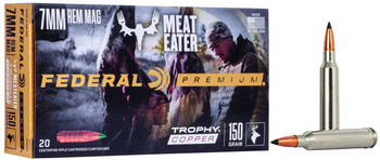 Federal Trophy Copper Hyper Velocity Centerfire Ammunition, 7mm Rem Mag, Trophy Copper, 150 Grain - 20 Cartridge Box ( 20 / 1 )