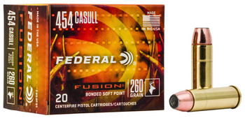 Federal Fusion High Velocity Centerfire Ammunition, 454 Casull, Fusion Soft Point, 260 Grain - 20 Cartridge Box ( 20 / 1 )