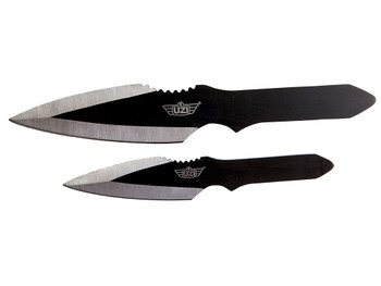 Uzi Accessories UZKTRW002 Throwing Knives Fixed Spear Point Plain Black Stainless Steel Blade Black Stainless Steel Handle Includes