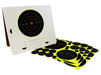 Birchwood Casey 34208 Shoot-N-C Reactive Target Variety Pack Self-Adhesive Paper Black/Yellow Bullseye 4 Pack