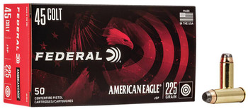 Federal American Eagle Subsonic Centerfire Ammunition, 45 Colt, Jacketed Soft Point, 225 Grain - 50 Cartridge Box ( 50 / 1 )