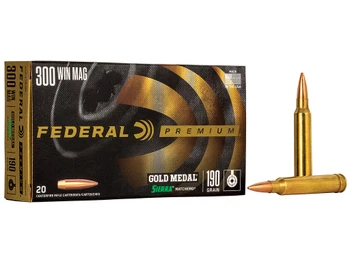 Federal GM300WM Premium Gold Medal 300WinMag 190gr Sierra MatchKing BTHP 20 Per Box/10 Case