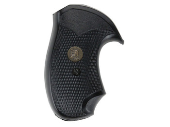 Pachmayr 03252 Compact Grip Checkered Black Rubber with Finger Grooves for S&W J Frame with Round Butt