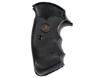 Pachmayr 03265 Gripper Professional Grip Checkered Black Rubber with Finger Grooves for S&W K/L Frame with Square Butt