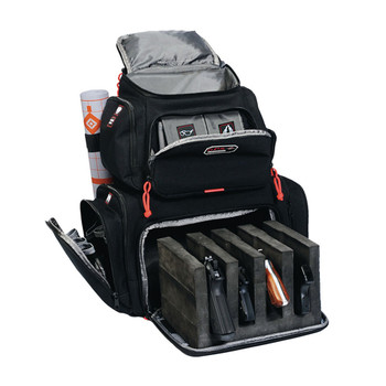 GPS Bags 1711BP Handgunner Backpack 1000D Nylon Black with Foam Cradle Holds 4 Medium Handguns Mag Pockets PullOut Rain Cover  Visual ID Storage System UPC: 856056002556
