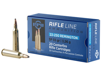PPU PP22250 Standard Rifle 22-250Rem 55gr Soft Point 20 Per Box/10 Case
