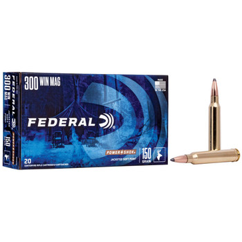 Federal Power-Shok Hyper Velocity Centerfire Ammunition, 300 Win Mag, Jacketed Soft Point, 150 Grain - 20 Cartridge Box ( 20 / 1 )
