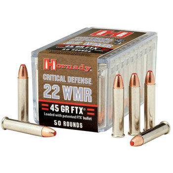 Hornady Critical Defense FTX Rimfire Ammunition, 22 WMR, PTJHP, 45 Grain - 50 Cartridge Box ( 50 / 1 )