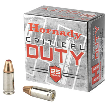Hornady Critical Duty Standard Velocity Centerfire Ammunition, 9mm Luger +P, Hornady FlexLock, 135 Grain - 25 Cartridge Box ( 25 / 1 )