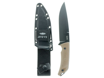 Ka-Bar 7503 Jarosz Turok 6.25" Fixed Clip Point Plain Black 1095 Cro-Van Blade, Brown Ultramid Handle, Includes Sheath