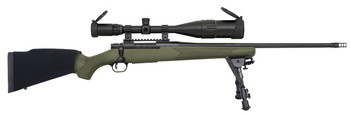 Mossberg 27924 Patriot Night Train 308 Win Caliber with 51 Capacity 22 ThreadedFluted Barrel Matte Blued Metal Finish  OD Green Synthetic Stock Right Hand Full Size Includes 624x50mm Scope UPC: 015813279246