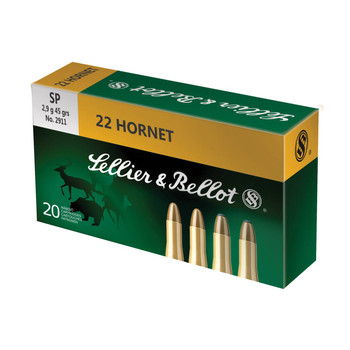 Sellier & Bellot Rifle Hyper Velocity Centerfire Ammunition, 22 Hornet, Soft Point, 45 Grain - 20 Cartridge Box ( 20 / 1 )