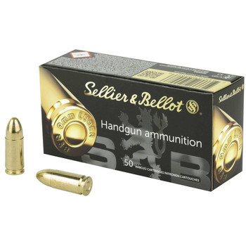 Sellier & Bellot Handgun High Velocity Centerfire Ammunition, 9mm Luger, Full Metal Jacket, 115 Grain - 50 Cartridge Box ( 50 / 1 ) Sellier & Bellot Handgun High Velocity Centerfire Ammunition, 9mm Luger, Full Metal Jacket, 115 Grain - 50 Cartridge Box ( 50 / 1 )