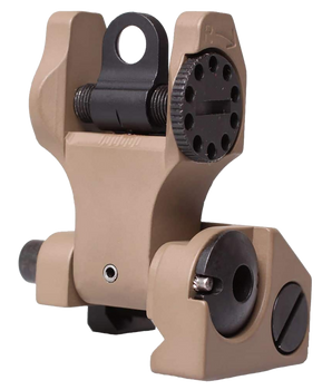 Troy Ind SSIGFBSROFT00 Rear Folding BattleSight Round  Flat Dark Earth Folding for AR-15                                                                                                                