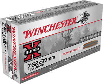Winchester Super-X Hyper Velocity Centerfire Ammunition, 7.62 x 39mm, Power Point, 123 Grain - 20 Cartridge Box ( 20 / 1 )