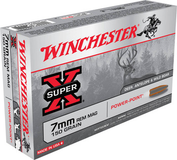 Winchester Super-X Hyper Velocity Centerfire Ammunition, 7mm Rem Mag, Power Point, 150 Grain - 20 Cartridge Box ( 20 / 1 )
