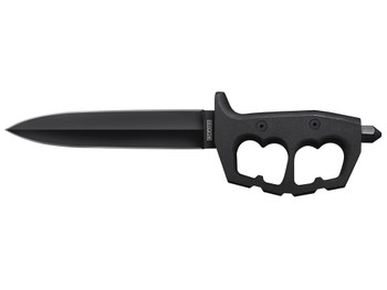 Cold Steel CS-80NTP Chaos Double Edge 7.50" Fixed Plain Black SK-5 High Carbon Blade/Black w/ "D" Ring Guards Aluminum Handle