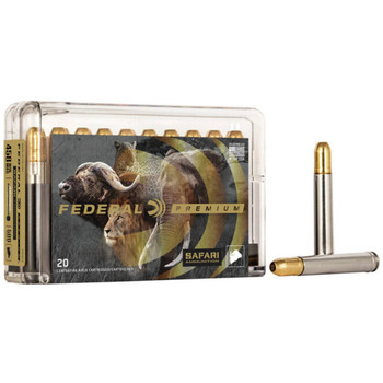 Federal Safari Hyper Velocity Centerfire Ammunition, 458 Win Mag, Trophy Bonded Sledgehammer Solid, 500 Grain - 20 Cartridge Box ( 20 / 1 )