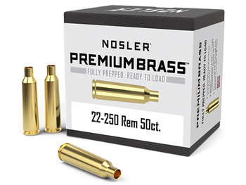Nosler 10065 Premium Brass Unprimed Cases 22-250Rem Rifle Brass 50/Box