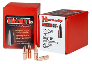 Hornady 2245 Traditional Varmint 22 Cal .224 50 gr Spire Point 100 Per Box 40 Case UPC: 090255222456