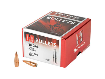 Hornady 3037 Traditional 30 Cal .308 150 gr Full Metal Jacket Boat Tail 100 Per Box/ 15 Case
