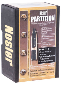 Nosler 16331 Partition  30 Cal .308 180 gr Spitzer 50 Per Box UPC: 054041163316