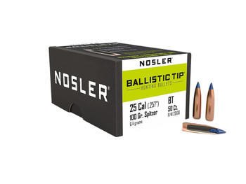 Nosler 25100 Ballistic Tip 25Caliber 100gr Spitzer 50/Box