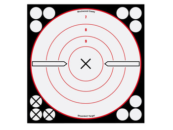 Birchwood Casey 34802 Shoot-N-C Reactive Target Self-Adhesive Paper Black/Red/White 8" Bullseye 6 Pack