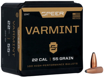 Speer 1047 Varmint 22Cal 55gr Jacketed Soft Point 100 Per Box/5 Case