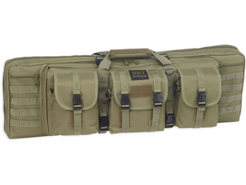 Bulldog BDT6043G BDT Tactical Double 43" Green Nylon, 3 Accessory Pockets, Deluxe Padded Backstraps Lockable Zippers, Padded Internal Divider