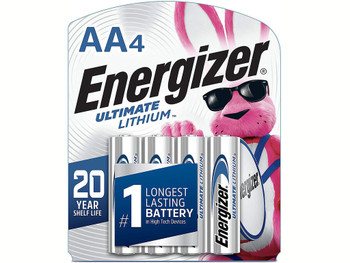 Energizer L91SBP4H3 AA Ultimate Lithium Silver 1.5V Lithium, Qty (4) Single Pack