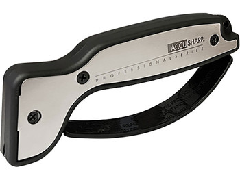 AccuSharp 040C Pro Sharpener Fixed Diamond Tungsten Carbide Sharpener Black/Silver Aluminum/Overmolded Rubber