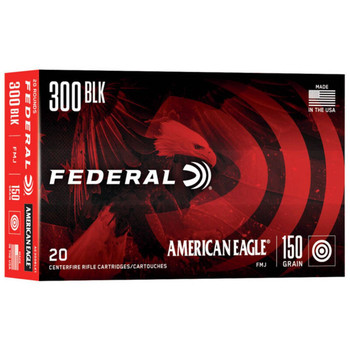 Federal American Eagle Hyper Velocity Centerfire Ammunition, 300 Blackout, Full Metal Jacket Boat Tail, 150 Grain - 20 Cartridge Box ( 20 / 1 )