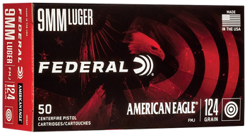 Federal AE9AP American Eagle Handgun 9mmLuger 124gr Full Metal Jacket 50 Per Box/20 Case                                                                                                                