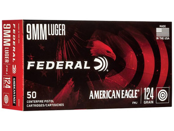Federal AE9AP American Eagle Handgun 9mmLuger 124gr Full Metal Jacket 50 Per Box/20 Case