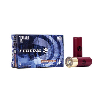 Federal Power-Shok 12 Gauge Shotshell Ammunition, 2 3/4 Inch, 1325 FPS, 8 Pellet, #000 Buck - 5 Cartridge Box ( 5 / 1 )