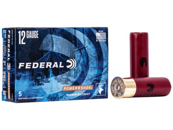 Federal F13100 Power-Shok Magnum 12Gauge 3" 1 7/8oz 00BuckShot 5 Per Box/50 Case