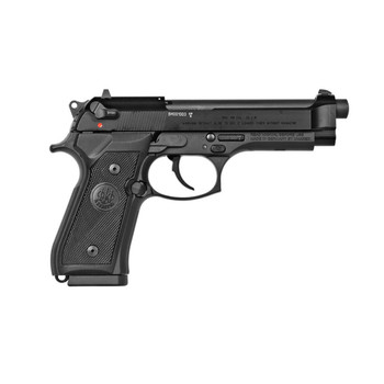 Beretta USA J90A1M9F18 M9  Full Size Frame 22 LR 101 5.30 Black Steel Barrel Black Bruniton Serrated Slide Black Aluminum Frame wBeavertail Ambidextrous UPC: 082442736389