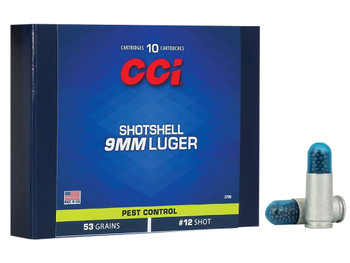 CCI 3790 Pest Control Shotshell 9mmLuger 53gr #12Shot 10 Per Box/20 Case