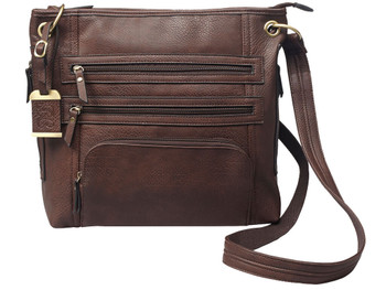 Bulldog BDP039 Cross Body Purse w/Holster Brown Leather Most Sm Pistols & Revolvers Ambidextrous Hand