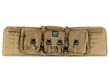 Bulldog BDT6043T BDT Tactical Double 43" Tan Nylon, 3 Accessory Pockets, Deluxe Padded Backstraps Lockable Zippers, Padded Internal Divider