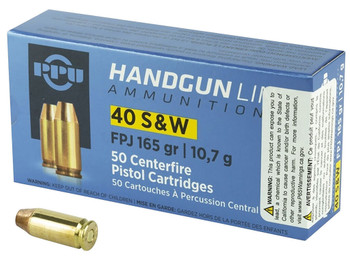 PPU PPH40F Handgun 40S&W 165gr Flat Point Jacketed 50 Per Box/10 Case