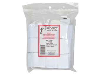 Pro-Shot 134500 Cleaning Patches .38/ 6mm/ 7mm Cal 1.75" Square Cotton Flannel 500 Pack