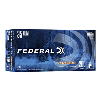 Federal Power-Shok Hyper Velocity Centerfire Ammunition, 35 Remington, Jacketed Soft Point, 200 Grain - 20 Cartridge Box ( 20 / 1 )