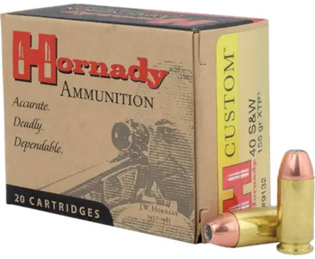 Hornady Custom Standard Velocity Centerfire Ammunition, 40 Smith & Wesson, Hornady XTP Hollow Point, 155 Grain - 20 Cartridge Box ( 20 / 1 )