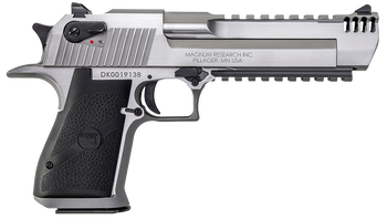 Magnum Research DE50SRMB Desert Eagle Mark XIX 50 AE 6" with Muzzle Brake 7+1 Overall Stainless Steel Black Rubber Grip                                                                                 