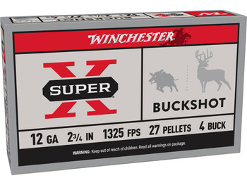Winchester Ammo XB124 Super X 12Gauge 2.75" 27Pellets 4Buck Shot 5 Per Box/50 Case