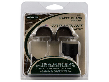 Weaver Mounts 49091 Detachable Top Mount Extension Rings Matte Black 1" Medium