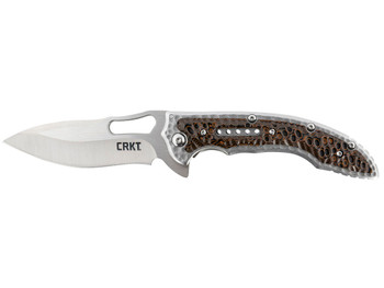 CRKT 5470 Fossil 3.96" Folding Drop Point Plain Satin 8Cr13MoV SS Blade/ Brown G10/SS Handle Includes Pocket Clip